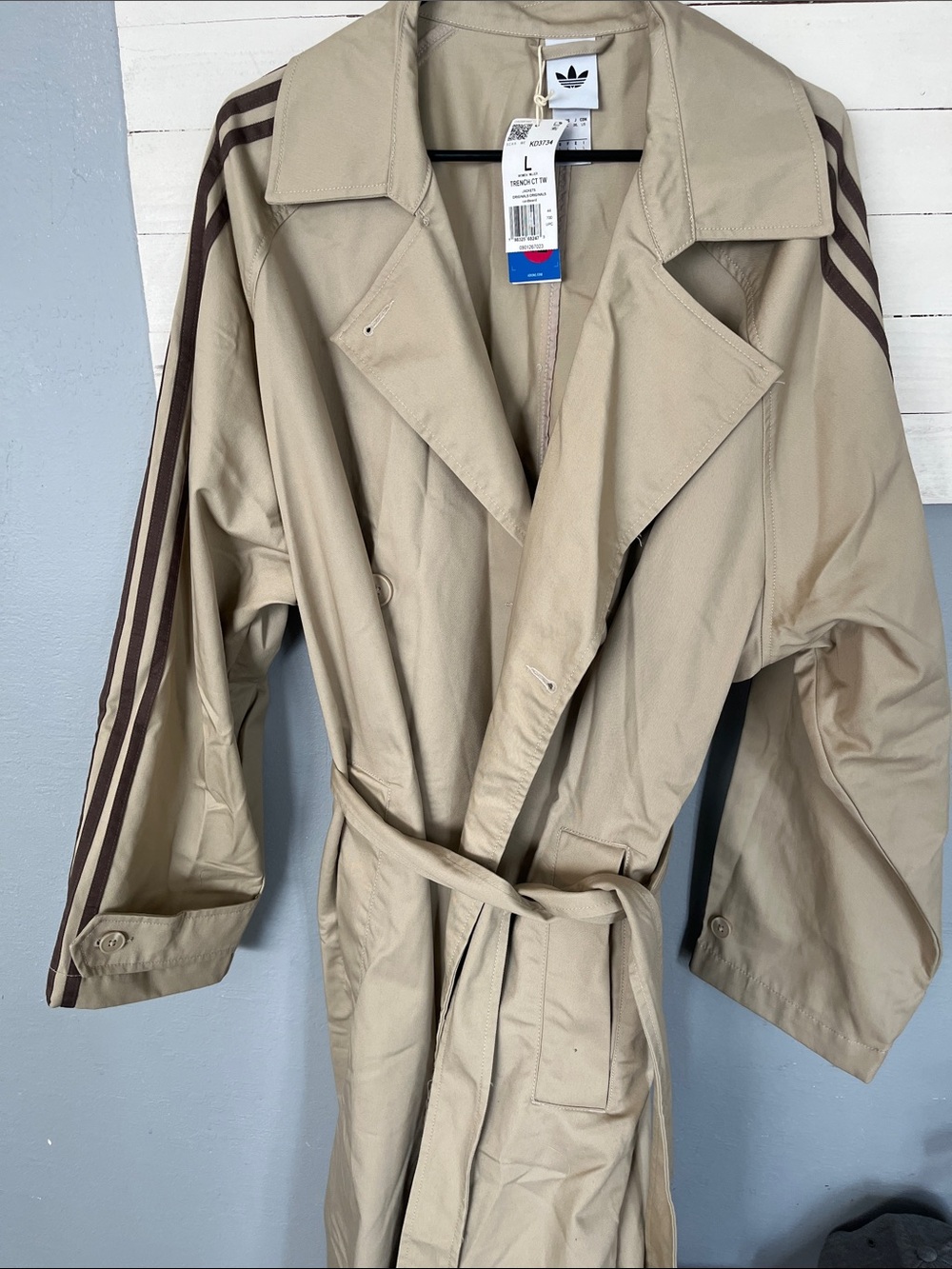 Adidas Classic Beige Trench Coat with Belt - Women